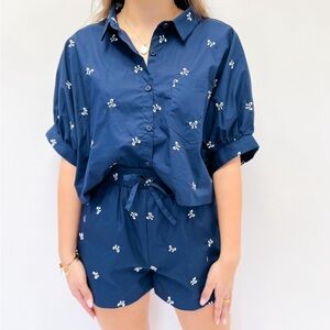 Navy Blue Embroidered Women's set